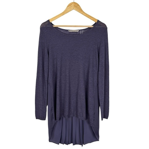 Soft Surroundings Women Wool Alpaca Sweater S Purple High Low Sheer Preppy - Picture 2 of 12